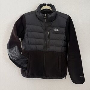 North Face Womens 550 Down Fill Denali Hybrid Fleece Puffer Jacket M Black Y2K